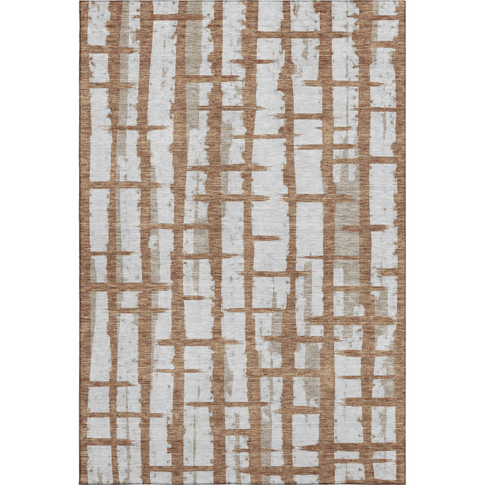 10' X 14' Striped Washable Area Rug With UV Protection (669390) - Rust / Beige