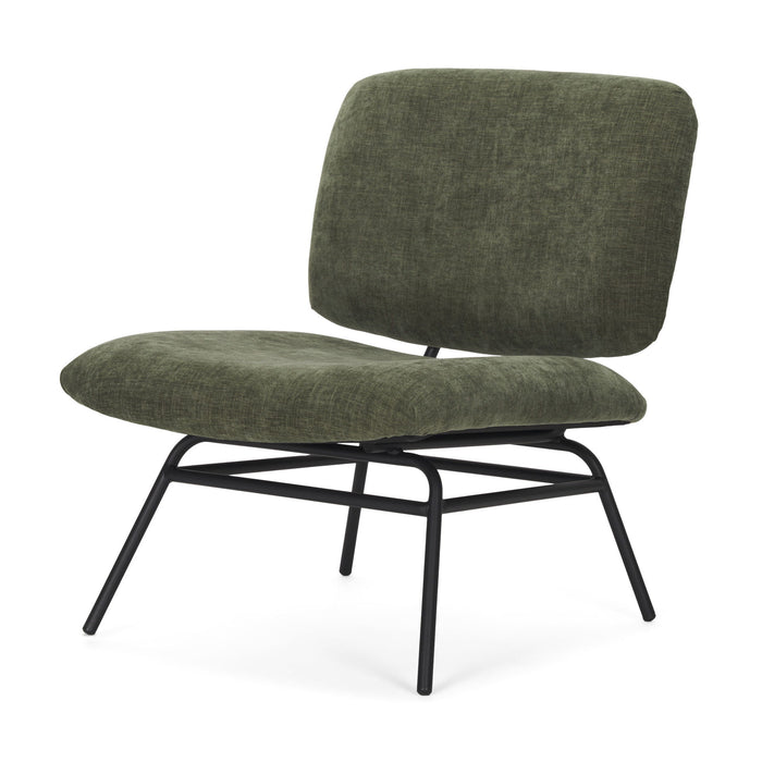 Chenille Metal Slipper Chair - Green / Black