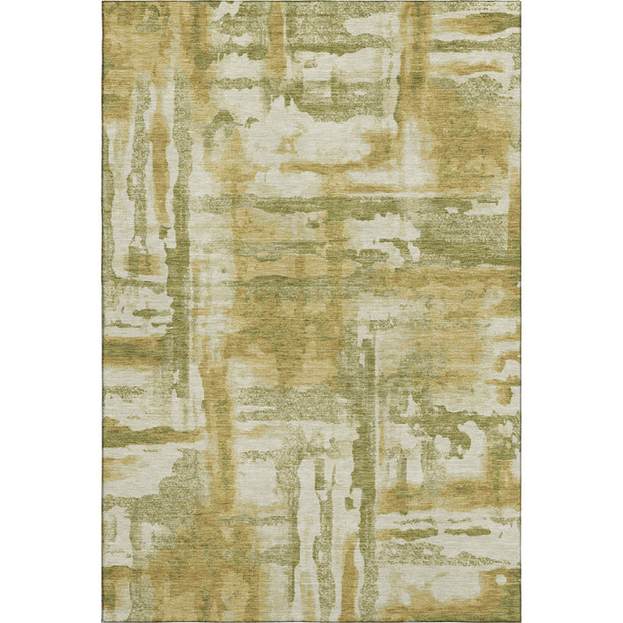 10' X 14' Abstract Washable Area Rug With UV Protection (714613) - Sage / Ivory