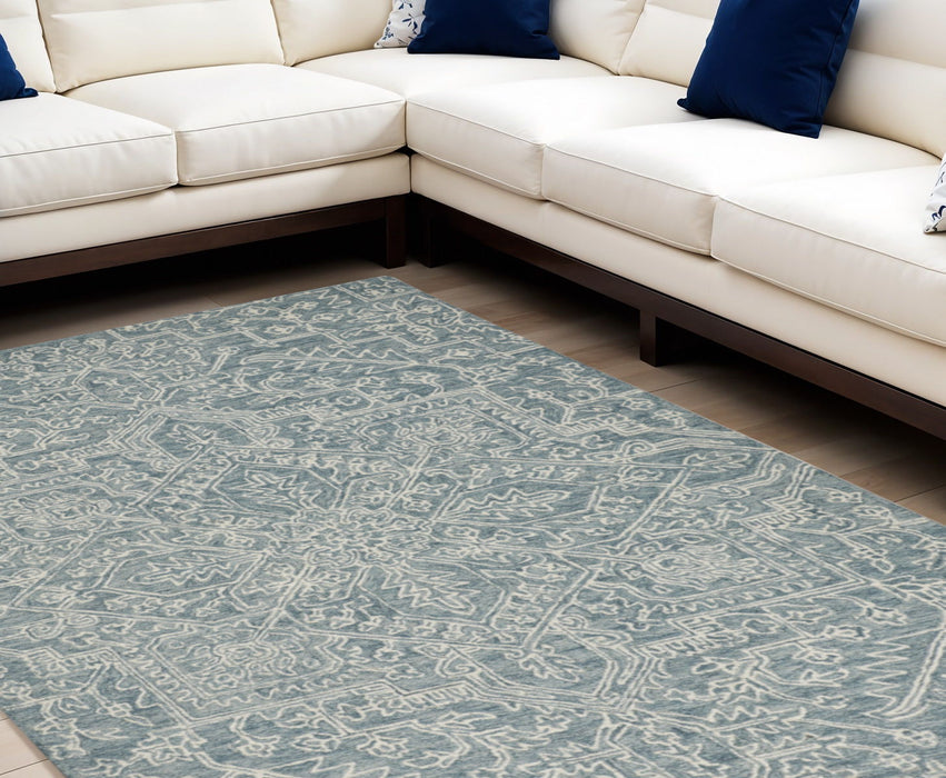 10' X 14' Wool Oriental Hand Tufted Area Rug - Green