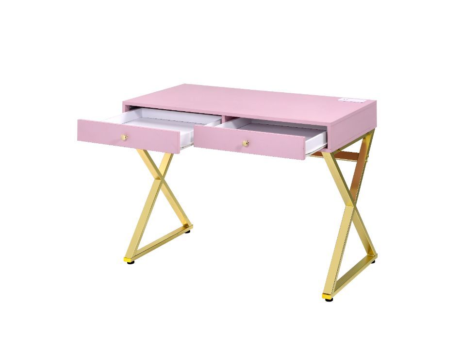 Coleen - Desk - Pink & Gold Finish