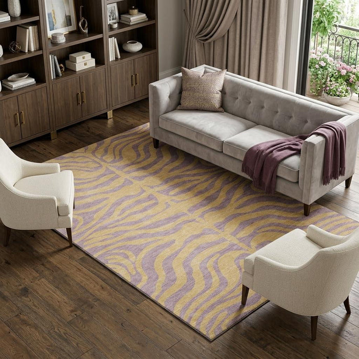 10' X 14' Animal Print Washable Area Rug With UV Protection (681845) - Peach / Lavender