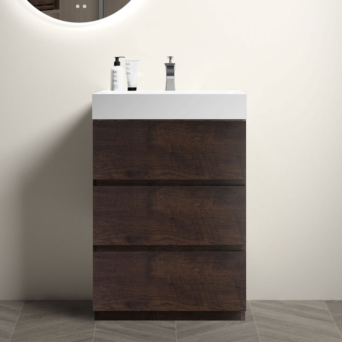 Giga Alice bathroom vanity with large storage, freestanding design, one-piece sink basin, modern style, no drain or faucet included.