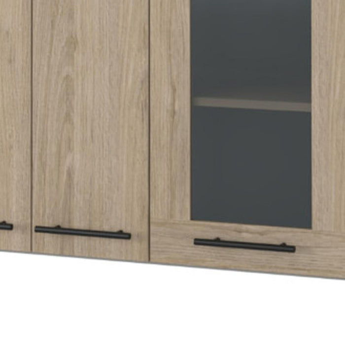 Wood Wall Mounted Accent Cabinet With Three Doors - Gray / Natural