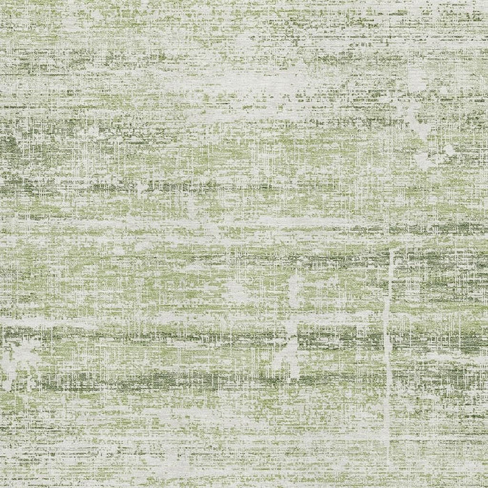 8' X 10' Abstract Washable Area Rug With UV Protection - Artichoke Green / Ivory