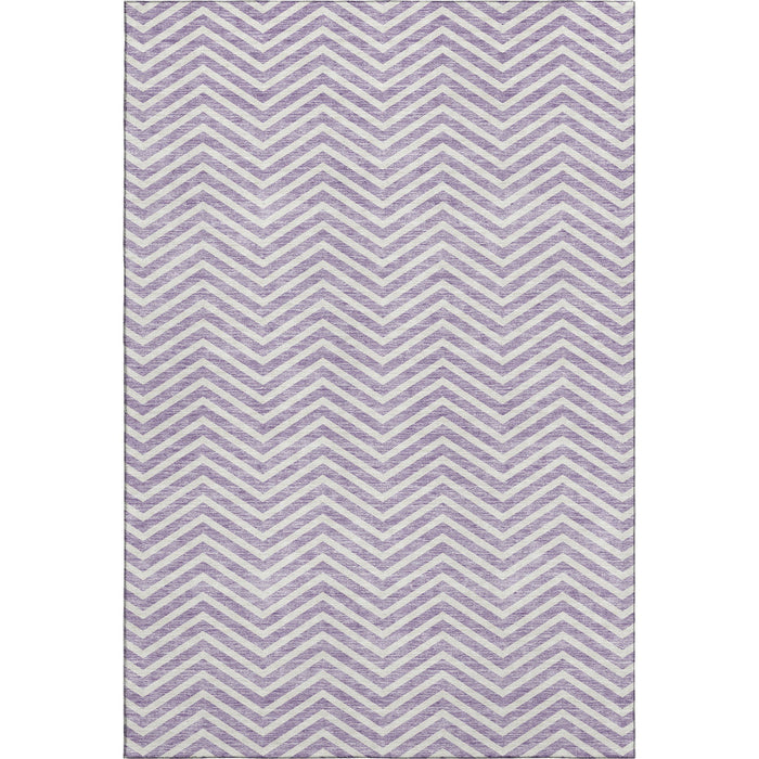 10' X 14' Chevron Washable Area Rug With UV Protection (674263) - Lilac / Ivory