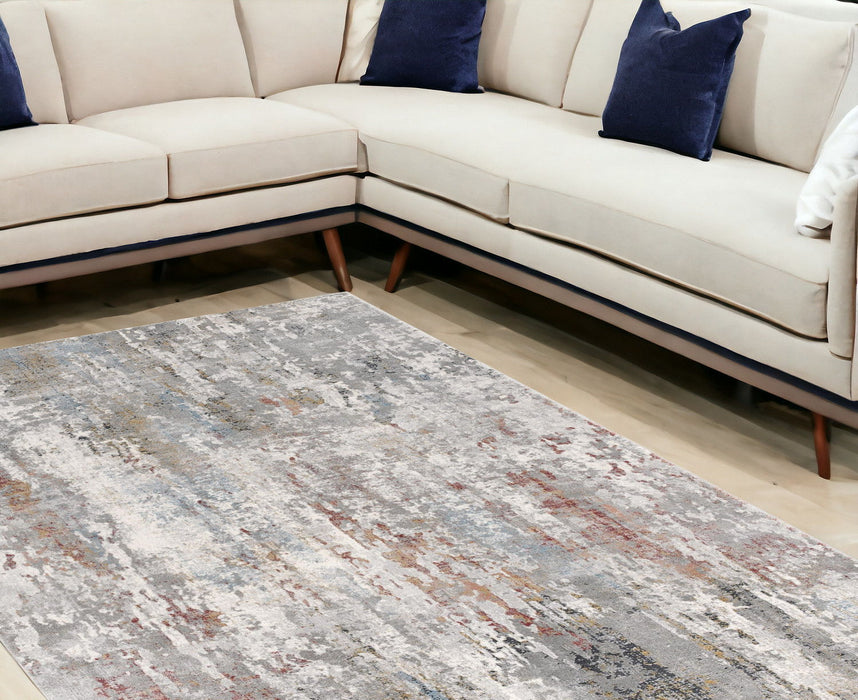 9.2' x 12.5' Abstract Washable Non Skid Area Rug - Gray