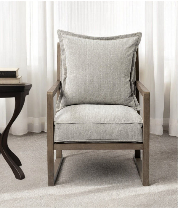 Fabric Arm Chair - Ash Gray / Brown