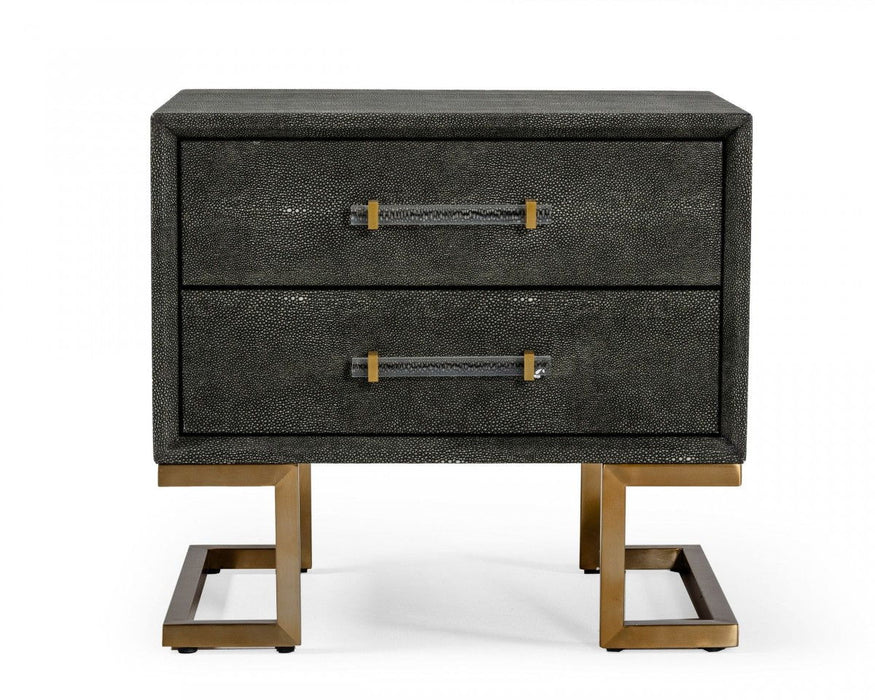 22" Shagreen Two Drawer Nightstand - Gray