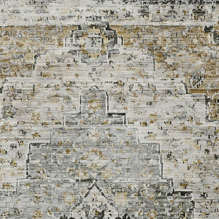 10' X 14' Floral Medallion Washable Area Rug With UV Protection (705107) - Taupe / Beige / Ivory