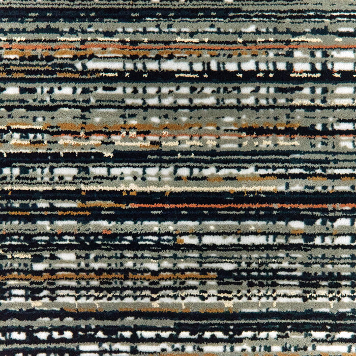 10' x 13' Abstract Power Loom Stain Resistant Area Rug - Black Navy Gold Ivory And Blush