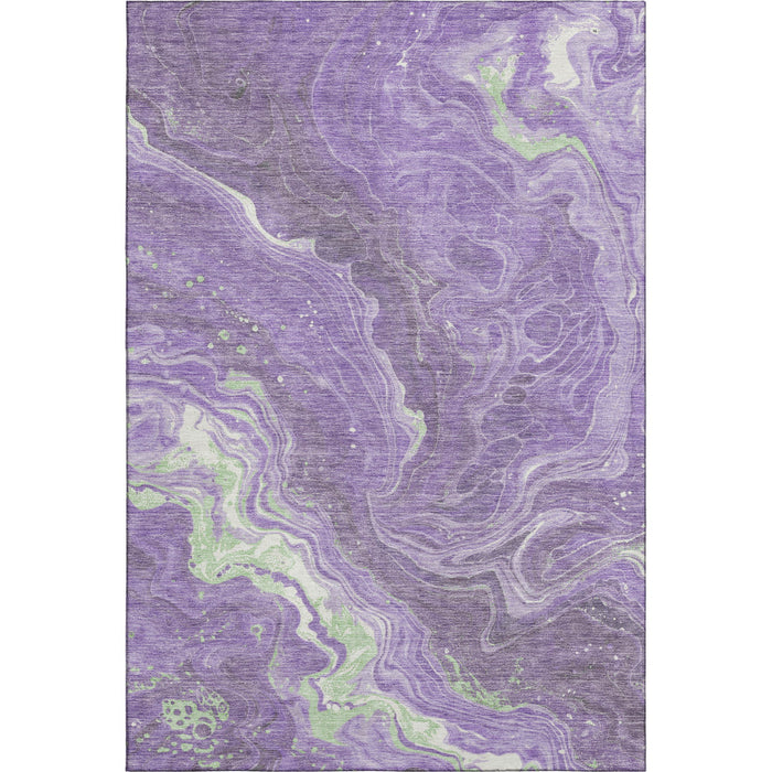 10' X 14' Abstract Washable Area Rug With UV Protection (697638) - Purple / Mint Green / Ivory