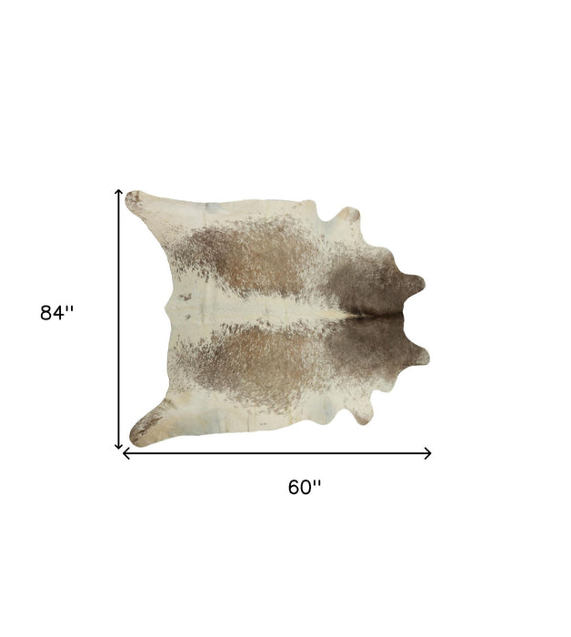 5' x 7' Cowhide Hand Knotted Area Rug - Brown And White