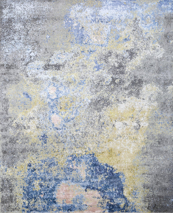 8' X 10' Abstract Hand Knotted Area Rug - Blue