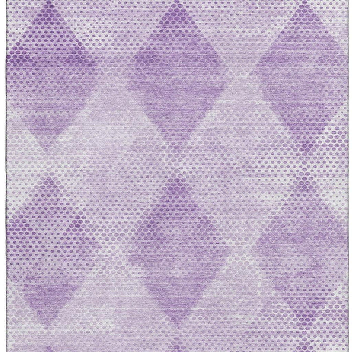10' X 14' Geometric Washable Area Rug With UV Protection (648202) - Lavender / Ivory