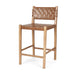 Brown leather and wood counter height bar chair with a low back, suitable for 24-27 inch counter heights, by HomeRoots.