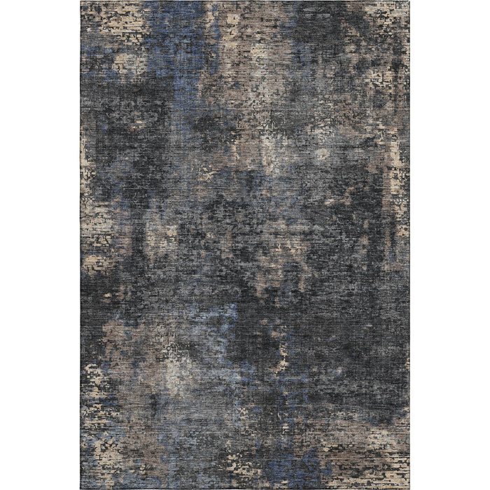 8' X 10' Abstract Washable Area Rug With UV Protection - Charcoal And Beige