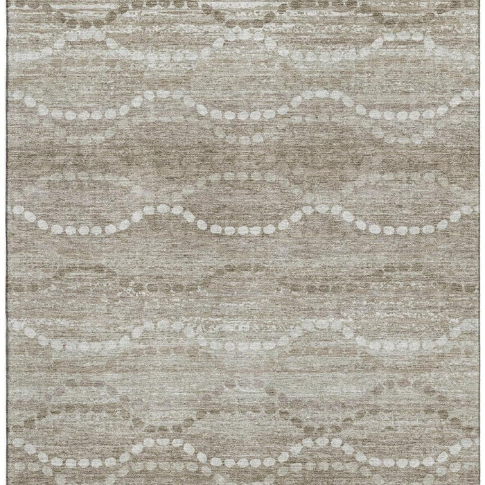 10' X 14' Abstract Geometric Washable Area Rug With UV Protection (715285) - Khaki / Ivory