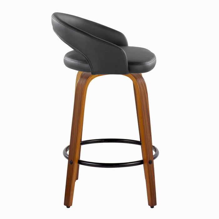 Grotto - 32.5" Upholstered Fixed-Height Counter Stool (Set of 2) - Walnut Wood Base