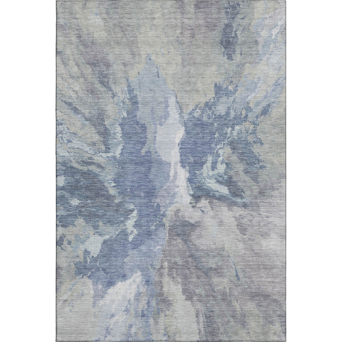 10' X 14' Abstract Washable Area Rug With UV Protection (695438) - Denim Blue / Ivory / Linen