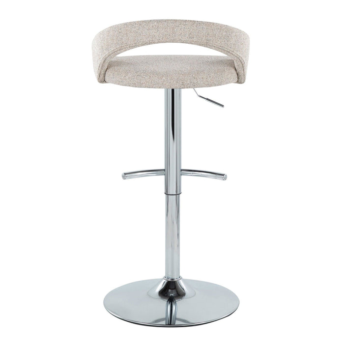 Grotto - Upholstered Adjustable Barstool - Chrome Metal Base