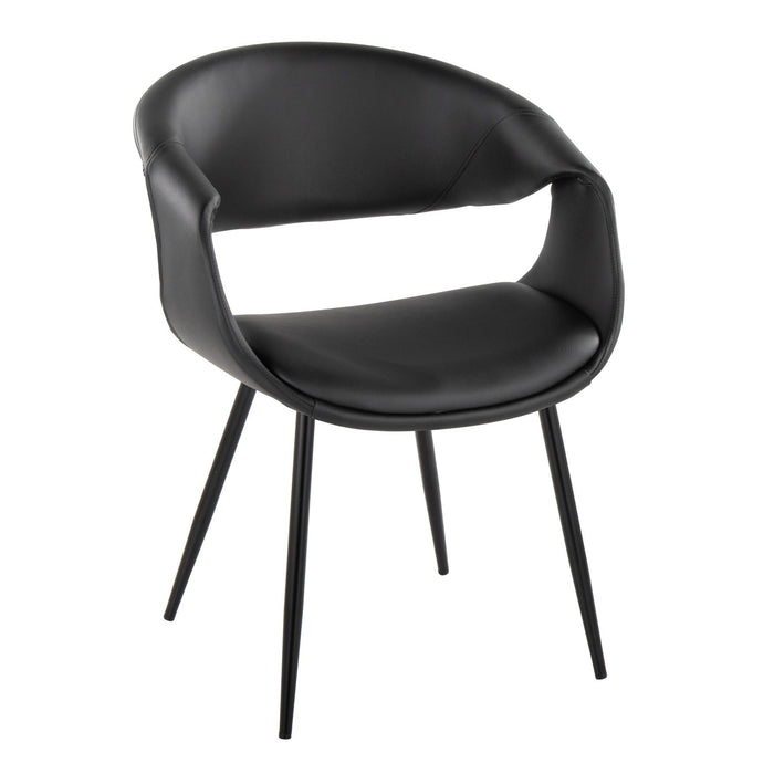 Curvo - Upholstered Chair (Set of 2) - Black Metal Legs