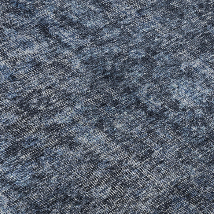 10' X 14' Damask Washable Area Rug With UV Protection (686741) - Blue / Charcoal