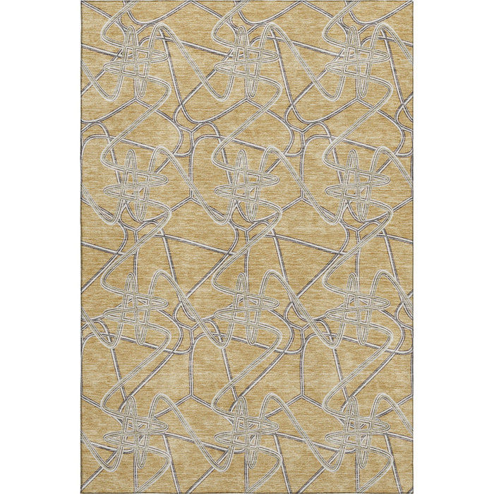 10' X 14' Geometric Washable Area Rug With UV Protection (675300) - Gold / Ivory