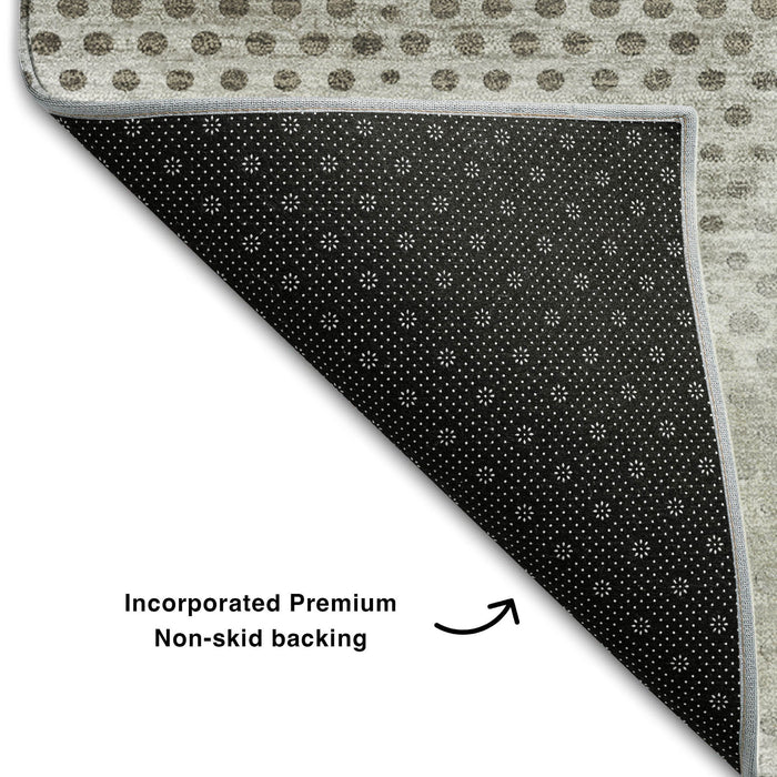 5' X 8' Geometric Washable Area Rug With UV Protection (648186) - Gray / Ivory