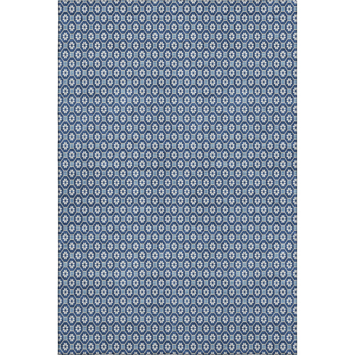 10' X 14' Geometric Washable Area Rug With UV Protection (693642) - Blue / Ivory