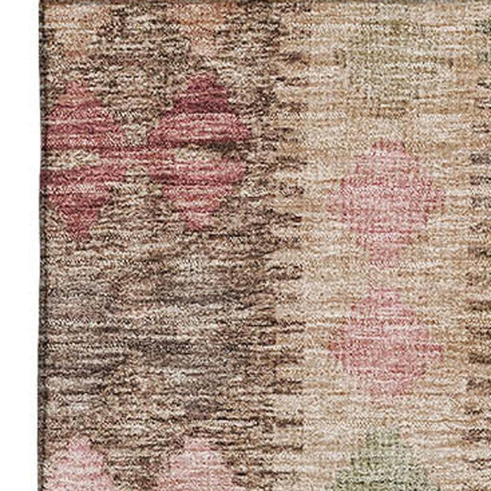 10' X 14' Geometric Washable Area Rug With UV Protection (691824) - Brown / Pink / Teal