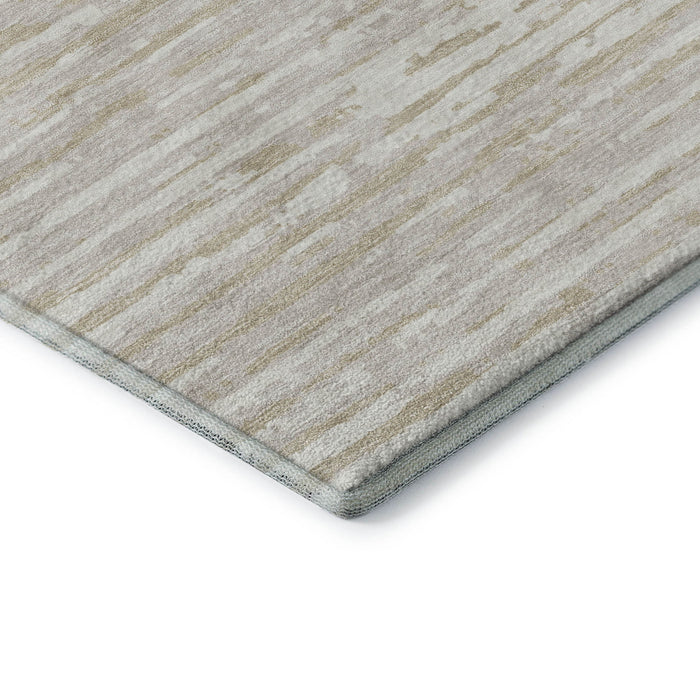 10' X 14' Striped Washable Area Rug With UV Protection (670567) - Ivory / Beige