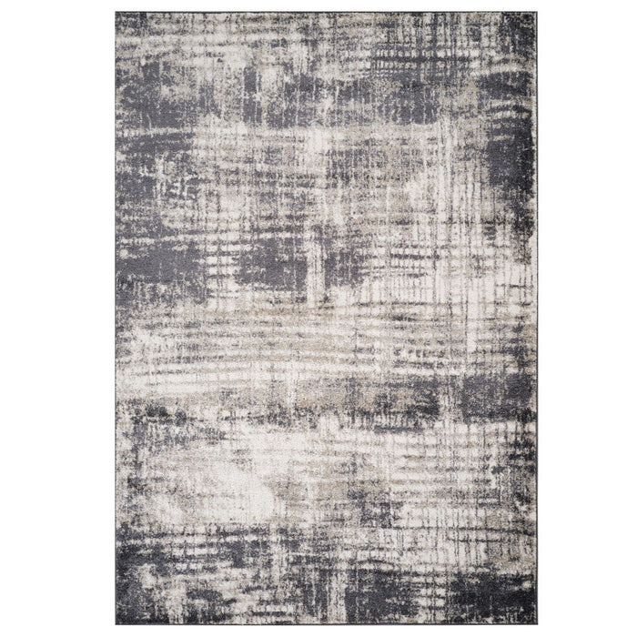 9' X 12' Abstract Area Rug - Gray And Ivory