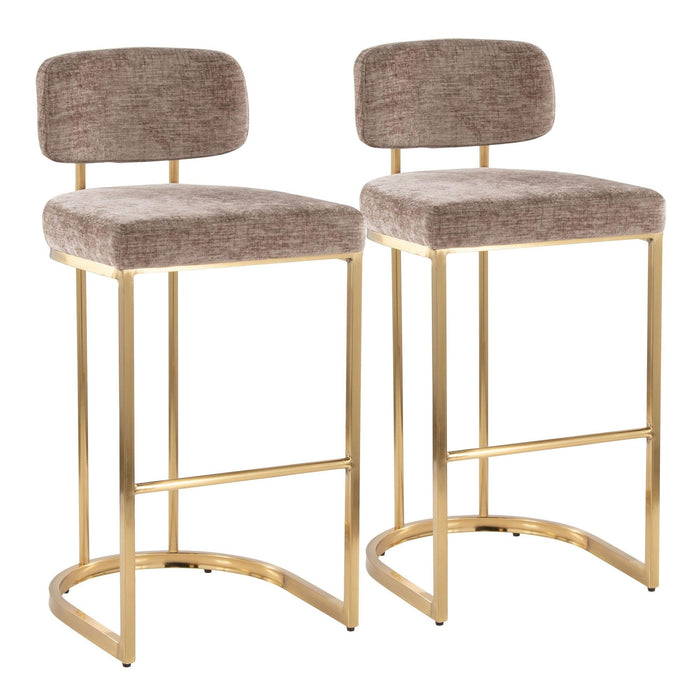 Demi - Fixed-Height Barstool (Set of 2) - Gold Metal Base