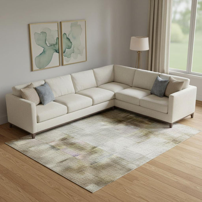 10' X 14' Abstract Washable Area Rug With UV Protection (707869) - Taupe / Beige