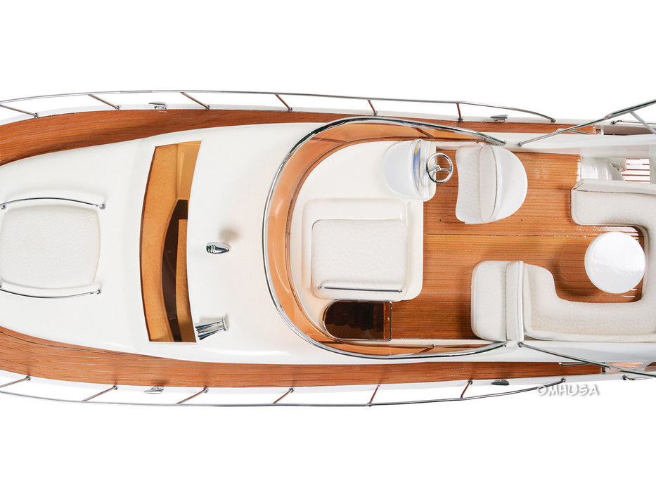 Hand Painted Model Boat - White / Light Brown