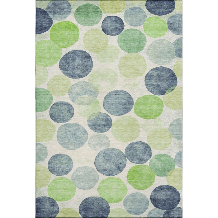10' X 14' Geometric Washable Area Rug With UV Protection (707401) - Navy Blue / Green / Ivory