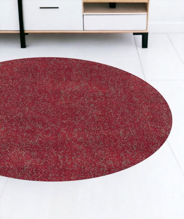 8' Round Polyester Heather Area Rug - Red