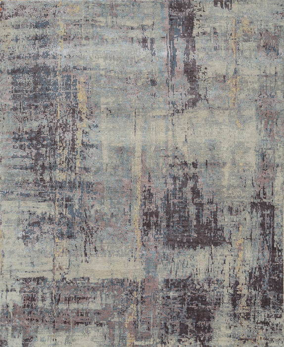 8' X 10' Abstract Hand Knotted Area Rug - Purple
