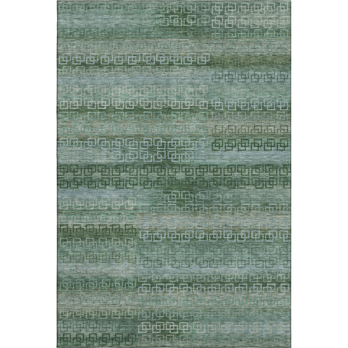 10' X 14' Striped Washable Area Rug With UV Protection (715063) - Sage / Blue