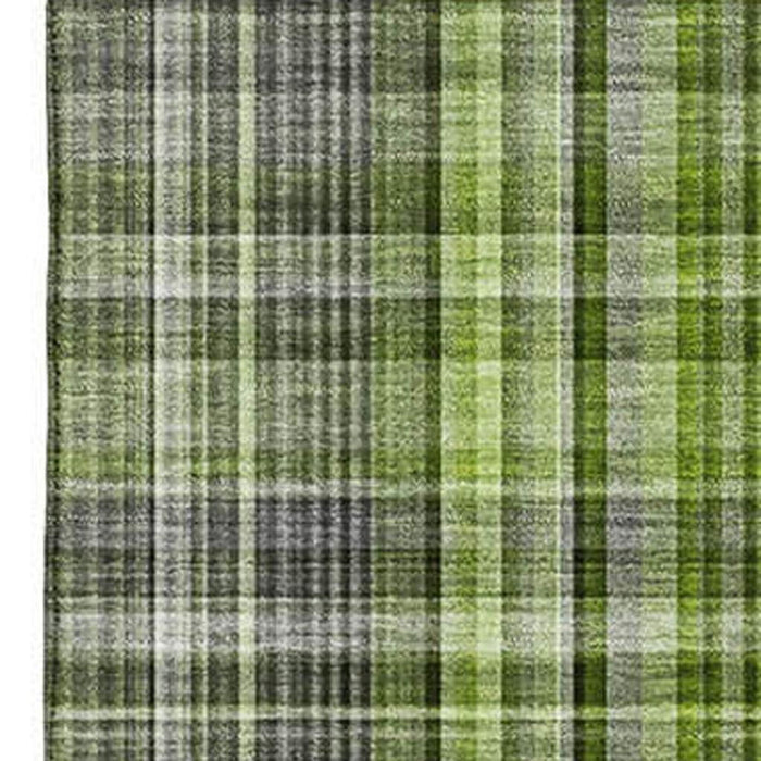 8' X 10' Plaid Washable Area Rug With UV Protection (648272) - Green / Gray / Ivory