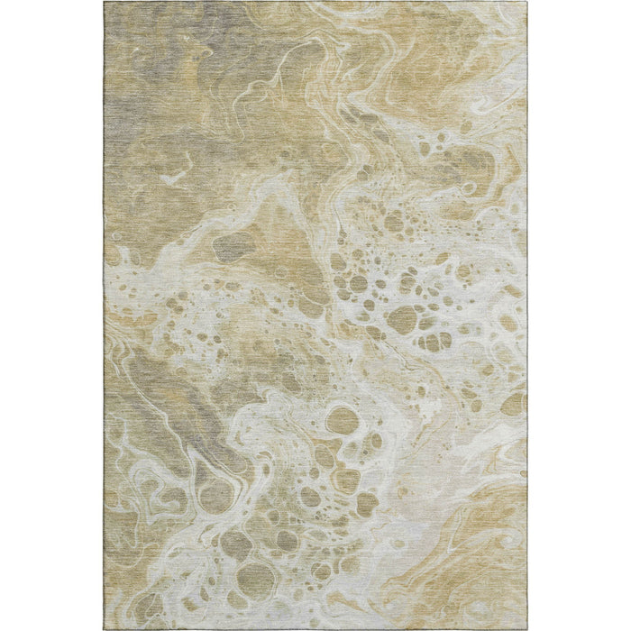 10' X 14' Abstract Washable Area Rug With UV Protection (697734) - Gold / Beige / Ivory