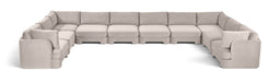Meridian Furniture Hammond velvet performance fabric 10-piece sectional sofa with plush upholstery and modern design.