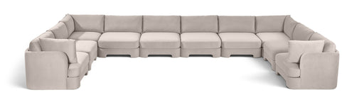 Meridian Furniture Hammond velvet performance fabric 10-piece sectional sofa with plush upholstery and modern design.
