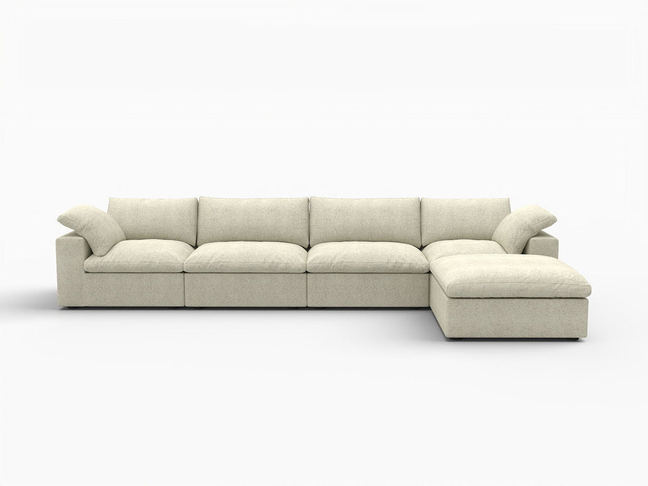 120" 2 Piece Living Room Set Blend Modular Sofa With Ottoman Storage - Khaki