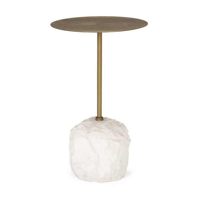 Iron Wood Tray Table - Gold / White