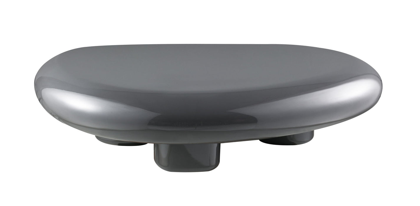 Wood Steel Oval Coffee Table - Gray / Steel