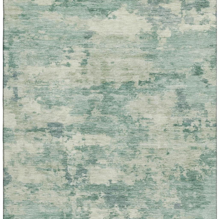 10' X 14' Abstract Washable Area Rug With UV Protection (717176) - Teal / Linen