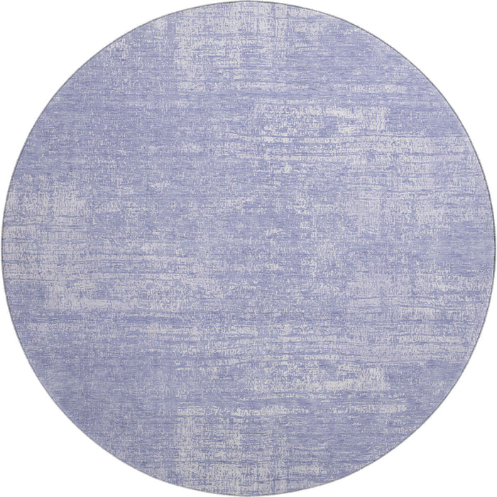 8' Abstract Washable Round Rug With UV Protection (667129) - Lavender / Ivory