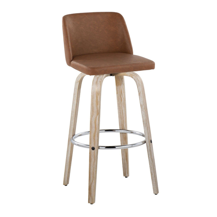 Toriano - 30" Fixed-Height Barstool (Set of 2) - Light Brown & Chrome Base